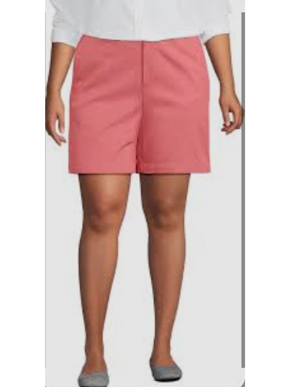 Lands End Cotton Coral Mojave Rose Cuffed Chino Shorts 16 Preppy Country Club